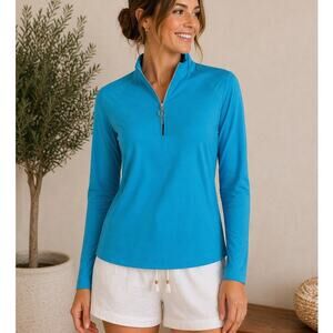 Tail UPF 50 Aqua Quarter Zip Sun Protection Top L NWT